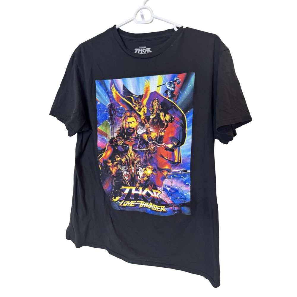 Marvel Thor Love And Thunder Shirt Mens Large Black Superhero Movie Graphic Tee